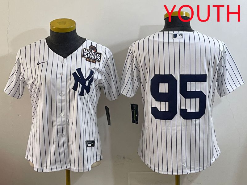 Youth New York Yankees #95 No Name White Stripe Game 2025 Nike MLB Jersey style 4